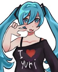 1girls clavicle female female_focus female_only hatsune_miku heart love miku_hatsune turquoise_eyes turquoise_hair vocaloid vocaloid_1 vocaloid_2 vocaloid_3 vocaloid_4 yuri