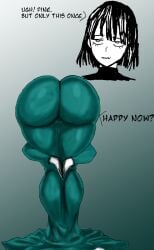 ass ass_bigger_than_head ass_cleavage ass_crack ass_focus back_view bent_over booty booty_focus butt_crack butt_focus comic devil_may_kai dress female female_only fubuki_(one-punch_man) funny_face heart-shaped_butt huge_ass massive_ass one-punch_man praise_da_booty_(meme) thick_thighs tight_clothing