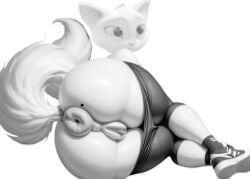 1girls ai_generated anus ass ass_focus beauty_mark big_anus big_ass big_eyes big_head black_and_white clothed clothes cute donut_anus dreamworks dulcinea dulcinea_(puss_in_boots) feline female fluffy_tail furry_female furry_only greyscale leggings lying_on_side mammal netflix pants pants_down posing posing_for_the_viewer presenting_hindquarters puffy_anus pussy realistic round_ass shoes showing_ass shrek_(series) smooth_fur sneakers the_adventures_of_puss_in_boots white_fur
