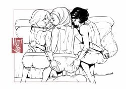 1boy 3girls alex_(totally_spies) anus bayushi bent_over clover_(totally_spies) doggy_style erection female male penetration penis pussy sam_(totally_spies) sex totally_spies vaginal_penetration