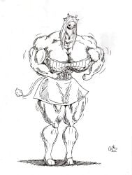 abs biceps breasts female giraffe grandmasterlucilious muscles muscular muscular_arms muscular_female muscular_legs muscular_thighs pecs sketch