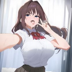 ai_assisted ai_generated aozaki_aoko beautiful_girl big_ass big_breasts curvy fate/grand_order fate_(series) female mahou_tsukai_no_yoru school_uniform sexy taugust