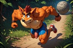 ai_generated big_muscles boulder crash_(series) crash_bandicoot furry furry_male gay gay_anal gay_domination gay_male gay_sex gaymuscleai huge_muscles hyper_muscles muscles muscular muscular_anthro muscular_male running