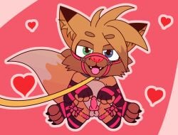 animated anthro breath collar harness heterochromia holidays kneeling leash looking_at_viewer male solo submissive submissive_male valentine's_day warmers waving_tail yoyan_fox