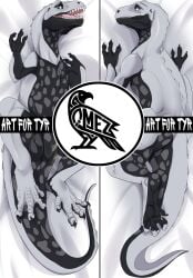 ambiguous_gender claws dakimakura dinosaur feral megalosaurid megalosaurus omez open_mouth prehistoric_species reptile saurischian scales scalie tail teeth theropod