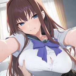 ai_assisted ai_generated aozaki_aoko beautiful_girl big_ass big_breasts curvy fate/grand_order fate_(series) female mahou_tsukai_no_yoru school_uniform sexy taugust