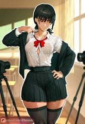 1girls ai_assisted ai_generated annoyed big_ass big_breasts chainsaw_man floresai huge_ass medium_breasts mitaka_asa narrow_waist patreon patreon_url patreon_username school_uniform schoolgirl shy taking_clothes_off teasing thick_thighs wide_hips