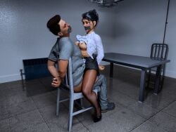 3d 3d_(artwork) bad_end black_high_heels blush bondage cleavage cuffed daz_studio erect_nipples fbi_agent forced_sex gagged_female jackjump large_breasts large_tits male male/female original pantyhose pencil_skirt rapist_and_victim short_skirt sitting_on_another skirt source_request text vaginal_penetration