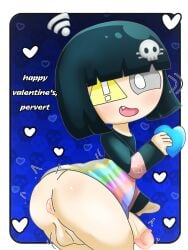 1boy big_penis black_hair blue_heart blush blushing_at_viewer bob_cut eas-kun_(character) eas_community emergency_alert_system-kun exposed_penis gradient_background holding_heart holding_object imminent_blowjob imminent_fellatio imminent_oral imminent_orgasm imminent_sex ketsumoa_(style) light-skinned_male looking_at_viewer male male_focus male_only motion_lines motion_outline nec-12 open_mouth penis shirt shirt_only short_hair sketch skull skull_hair_ornament talking_to_viewer throbbing_penis valentine's_day warning_symbol wi-fi_symbol