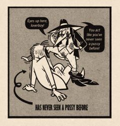 black_spy blush blush_lines bodily_fluids bulge clothed clothing dueling-jester genitals hi_res humanoid male male/male nervous nervous_sweat pantsless spread_vulva spreading spy_vs_spy sweat teasing trans_(lore) trans_man_(lore) vulva white_spy