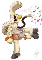 1girls arc_system_works blazblue cat_ears catgirl dark-skinned_female dark_skin diaper diaper_fetish diapered fecharis feline female hoodie kaka_(blazblue) mask masked masked_female rah345 red_eyes sharp_teeth taokaka transparent_background