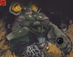 absurd_res anthro areola avian beak belly big_breasts bird bovid breasts caprine caprine_demon clothing defeated demon digital_media_(artwork) duo elden_ring elden_ring_nightreign feathers female feral fromsoftware fur genitals goat guardian_(nightreign) hair hi_res horizontal_pupils horn huge_breasts libra_creature_of_night male male/female mammal multi_eye mythological_creature mythology nipples nude open_mouth pain pupils simple_background sitting sitting_on_another size_difference thick_thighs tongue vulva yo_zee