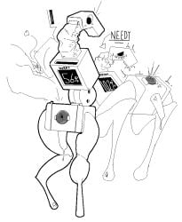 anal anal_wink anthro anus aroused ass blush bodily_fluids daleks2377 desperation genital_fluids group humanoid machine male meter precum presenting presenting_anus presenting_hindquarters puffy_anus robot shaking trio