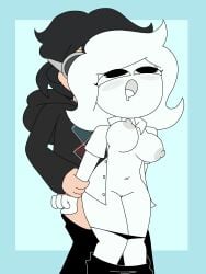 1boy 1girls 2d 2d_(artwork) breasts calce clothed clothed_sex from_behind inkasteca panties thighs xiaro youtube