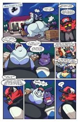 2025 annoyed anthro ass belly bet big_belly big_butt black_body black_clothing black_fur black_mouth black_shirt black_t-shirt black_topwear black_vest blaziken blue_belly blue_body blue_fur blue_torso bodily_fluids bowl box brett_(roundwombo) clothing comic container dialogue eating english_text fang_(roundwombo) fangs food_bowl fur generation_1_pokemon generation_2_pokemon generation_3_pokemon generation_4_pokemon generation_7_pokemon gengar green_eyes group hat headgear headwear hi_res honchkrow huge_belly huge_butt incineroar kato_(roundwombo) larger_male layn legendary_pokemon liam_(roundwombo) lucario lugia male moon morbidly_obese morbidly_obese_anthro morbidly_obese_male multicolored_body multicolored_fur night nintendo obese obese_anthro obese_male open_mouth overweight overweight_anthro overweight_male paper_bag paper_towel park park_ranger passimian pet_bowl pokemon pokemon_(species) purple_body red_body red_fur red_sclera rolf_(roundwombo) roundwombo shirt size_difference soda_cup speech_bubble sweat t-shirt teeth text tired topwear trio under_shirt vest white_body white_sclera yellow_sclera