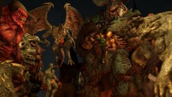 11boys 3d arch-vile_(doom) baron_of_hell_(doom) claws cyberdemon_(doom) demon doom doom_slayer_(doom) hell_knight_(doom) human imp_(doom) male mammal monster mrflaptastic muscular nude penis source_filmmaker teeth tyrant_(doom) wings yaoi