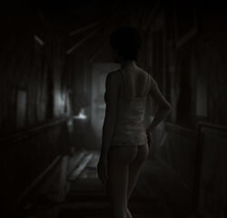 3d ass back_view bottomless brown_hair capcom female parmesand resident_evil resident_evil_7 solo zoe_baker