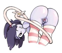 ass bare_shoulders bent_over blue_skin breasts female hair_over_one_eye huge_ass labia leviathan_(skullgirls) looking_at_viewer monster_girl no_panties nude pussy shiny shiny_skin side_ponytail simx skullgirls smile solo spread_pussy squigly stitched_mouth striped thick_thighs thighhighs thighs uncensored white_background wide_hips zombie