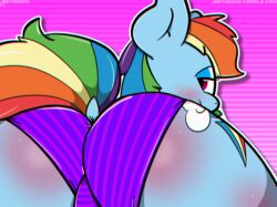 ass eyeshadow female friendship_is_magic fur jartugger makeup mammal my_little_pony pattern_background rainbow_dash_(mlp) simple_background smooth_skin