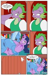 :s anthro anthrofied anus ass blue_fur blue_hair book bookshelf caught clothing comic cutie_mark dekomaru dialogue door doorknob dragon duo_focus end_page english_text equine eye_contact female friendship_is_magic fur green_eyes green_hair green_scales group hair hand_behind_head hi_res hooves horn inside looking_at_viewer looking_away looking_back lying male mammal multicolored_hair my_little_pony nude on_back open_mouth page_14 page_number penis pictographics pubes purple_eyes purple_fur purple_hair purple_scales purple_skin pussy romantic_couple ruler scales scalie sharp_teeth shirt simple_background slit_pupils smooth_skin spike_(mlp) surprise teeth text thehotroom trixie_(mlp) twilight_sparkle_(mlp) two_tone_hair unicorn walk-in white_background yuri