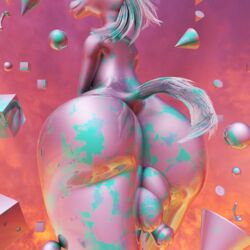 1:1 3d album_cover animal_genitalia animal_penis anthro ass big_butt cover equid equine equine_penis genitals hi_res male male_only mammal penis raytraced solo thick_thighs vaporwave velocirection