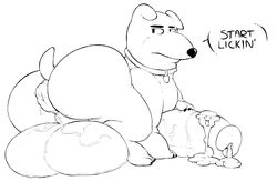 anus balls big_balls canine canine family_guy huge_balls hyper hyper_balls hyper_penis male mammal monochrome penis rigbutt solo vinny_griffin