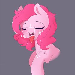 2017 closed_eyes cum cum_in_hair cum_on_face cum_on_tongue earth_pony equine female feral friendship_is_magic hair hooves horse mammal my_little_pony open_mouth pink_hair pinkcappachino pinkie_pie_(mlp) pony simple_background solo tongue tongue_out