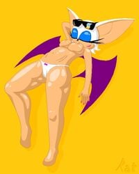 anthro bat breasts clothes color female female_only fur furry glasses nipples rat_(artist) rouge_the_bat sega solo sonic_(series) sonic_adventure_2 sonic_team sonic_the_hedgehog_(series) tagme topless wings