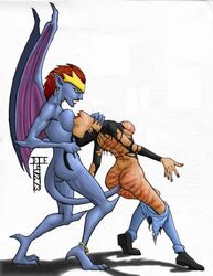 2003 2girls anal_insertion demona die disney elisa_maza female female_only forced gargoyles multiple_girls rape restrained whip_marks yuri