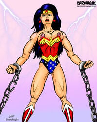 2000s_and_2010s_style bondage colored dc_comics depowered female female_only justice_league justice_league_of_america karmagik nipples solo stoneknight wonder_woman wonder_woman_(series)