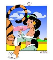 2006 aladdin arabian_clothes disney disney_princess erect_penis female handjob harem_outfit human jiky penis princess_jasmine rajah tiger what zoophilia