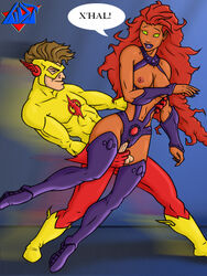 dc_comics female kid_flash koriand'r male sex starfire straight_hair teen_titans the_flash_(series) wally_west wdj