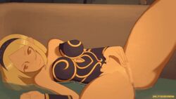 1girls animated ass blonde_hair bottomless female female_masturbation female_only gravity_rush kat_(gravity_rush) long_hair looking_at_viewer masturbation pussy rubbing_pussy saltyicecream solo solo_female uncensored water