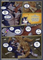 69 anthro canine comic english_text fellatio forest_hunt_(shade_the_wolf) furry heart male mammal muscular muscular_male nipples open_mouth oral page_38 pecs penis sex shade_the_wolf teeth text wolf yaoi