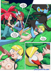 1boy 3girls breasts comic elesa_(pokemon) english_text fellatio female flannery_(pokemon) human interspecies luxray male mammal multiple_girls nintendo oral palcomix penis pokecomic pokemon pokemon_(species) pokephilia pokepornlive red_hair skyla_(pokemon) text tongue video_games yellow_eyes zoophilia