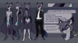 anthro balls canine clothed clothing flaccid looking_at_viewer male mammal model_sheet nipples nude penis smile solo standing teil vein