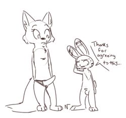 2017 anthro black_and_white canine dialogue dildo disney female flat_chest fox jack_savage lagomorph male mammal monochrome nude penis rabbit rough_sketch sex_toy simple_background skye_(zootopia) strap-on visiti zootopia