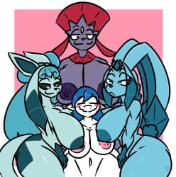 big_breasts breasts cleavage eeveelution female furry glaceon huge_breasts kingretrokirby lopunny nipples pokemon pokemon_(species) tagme thick_thighs weavile wide_hips