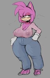 absurd_res amy_rose anthro big_breasts blush bodily_fluids breasts clothing eulipotyphlan female hedgehog hi_res mammal nipples postpluvial sega solo sonic_(series) sonic_the_hedgehog_(series) sweat translucent translucent_clothing wet wet_clothing