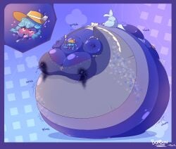 balloonbunnyboi big_breasts blueberry_inflation breasts cleavage female huge_breasts inflation lactating lactation tagme thick_thighs wide_hips