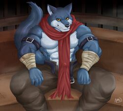 anthro bergamo canine clothing dragon_ball dragon_ball_super erection male male_only mammal muscular naruever solo solo_male wolf