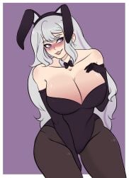 1girls artist_request big_breasts bunny_ears bunnysuit fnafhs fnafhsrule34 looking_at_viewer mai_(fnafhs) purple_eyes tre6s_art(artist)