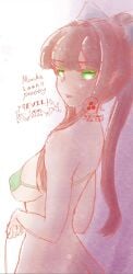 1female 1girls breasts doki_doki_literature_club english_text female graiionn green_eyes long_hair monika_(doki_doki_literature_club) text