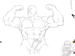 /ctt/ 1boy console-tan faceless_character faceless_male featureless_face gijinka humanization humanized muscular_male pc-tan penis raised_arms sketch