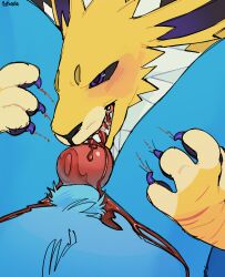 absurd_res ambiguous_gender bite blood blood_in_mouth blush bodily_fluids brother_(lore) eeveelution generation_1_pokemon gore hi_res incest_(lore) jolteon lazyzim_(mothaala) male mammal marine mothaala nintendo open_mouth oral oral_penetration penetration penis penis_bite pokemon pokemon_(species) saliva scratch sibling_(lore) vaporeon vodka_(mothaala)