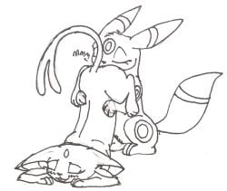 ambiguous_gender ass_up blush cunnilingus duo eeveelution espeon female female/ambiguous feral forehead_gem gem generation_2_pokemon holding_partner markings monochrome nintendo onomatopoeia oral pokemon pokemon_(species) ring_(marking) sex sketch sound_effects text thekitsuubi umbreon vaginal_penetration