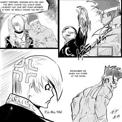 2022 2boys abs ass comic doodle english_text headband humor iori_yagami joe_higashi king_of_fighters male male_only monochrome mooning sketch snk taurencebell text video_games