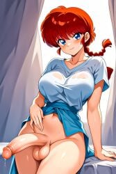 1futa ai_generated blue_eyes futa_only futanari hi_res huge_balls huge_cock light-skinned_futanari light_skin looking_at_viewer marrielobste ranma-chan ranma_1/2 ranma_saotome red_hair self_upload smile smiling smiling_at_viewer