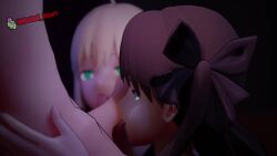 3d animated artoria_pendragon cock_worship fate_(series) infected_heart licking tagme tohsaka_rin video