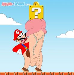 1boy 2d armand_et_rolande balls_hair big_penis bottomless hairy_penis male_pubic_hair mario nintendo penis screencap screenshot shitpost the_naked_maker the_naked_maker_(oc) watermark